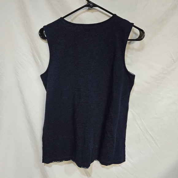NWT Ann Taylor Petite Women's Blue Floral Lace Sleeveless Top ~ Size XS $45 RET - Picture 4 of 6